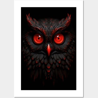 Cute Owl in Red and Black: Adorable Birds and Animals Posters and Art